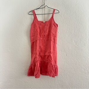Magaschoni Coral Linen Embroidered Top